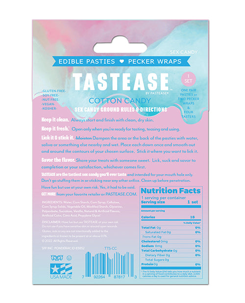 Pastease Pastease Tastease Edible Pasties &amp; Pecker Wraps - Cotton Candy O/S - Image 2