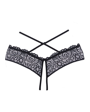 Adore Adore Crayzee Open Panty w/Criss Cross Waist Straps &amp; Lace Black O/S - Image 3