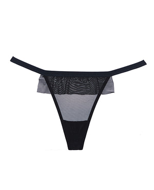 Adore Adore Black Tie Mesh Front w/Flounce Open Bow Back Panty Black O/S - Image 2