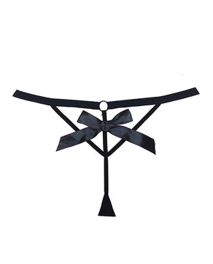 Adore Adore Black Tie Mesh Front w/Flounce Open Bow Back Panty Black O/S - Image 4