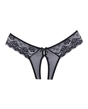 Adore Adore Foreplay Lace &amp; Mesh Front Open Panty Black O/S