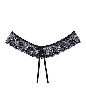 Adore Adore Foreplay Lace &amp; Mesh Front Open Panty Black O/S - Image 2