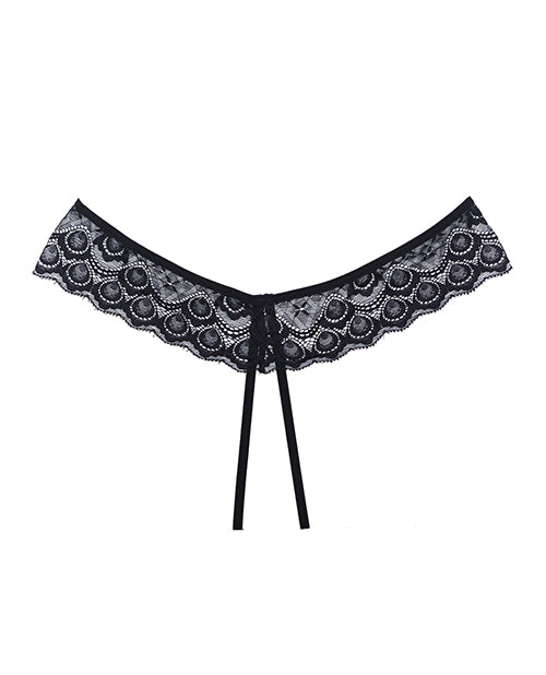 Adore Adore Foreplay Lace &amp; Mesh Front Open Panty Black O/S - Image 2