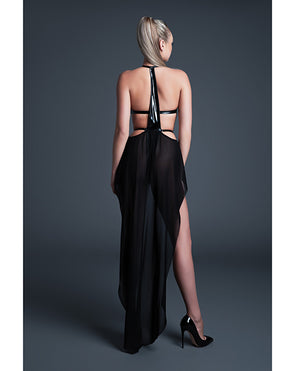 Allure Take Me Latex Look Vinyl and Mesh Teddy w/Attached Skirt - Black XL - Image 4