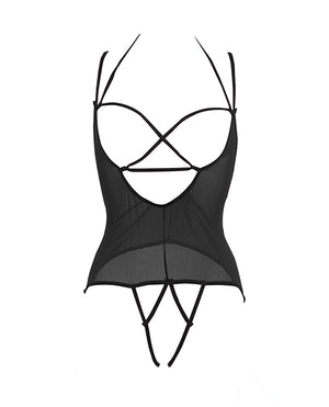 Allure Allure Angelina Sheer Mesh Under Bust Teddy Black L/XL - Image 4
