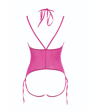 Allure Allure Angelina Sheer Mesh Under Bust Teddy Hot Pink L/XL - Image 5