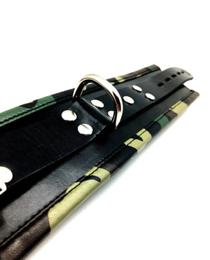 Sensual Sin Sensual Sin Leather Padded Ankle Cuffs - Camo Piping - Image 4