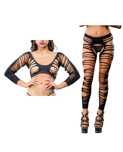Beverly Hills Naughty Girl Beverly Hills Naughty Girl Crotchless Side Straps Leggings Black O/S