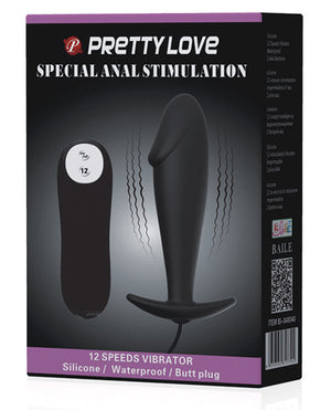 Pretty Love Pretty Love Vibrating Penis Shaped Butt Plug - Black