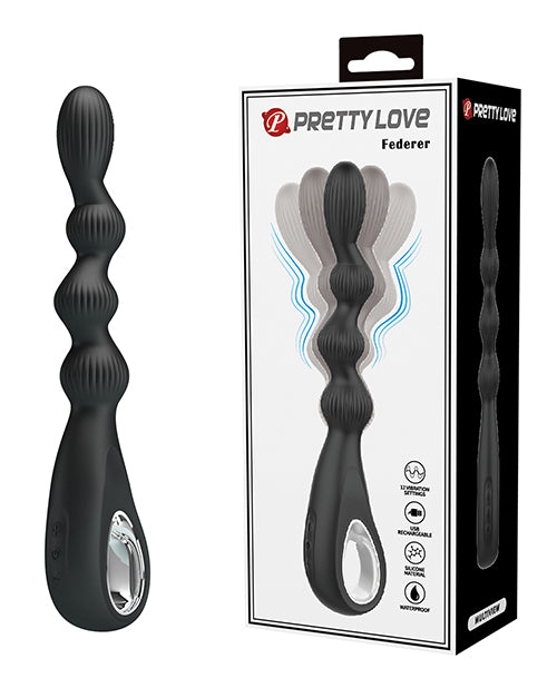 Pretty Love Pretty Love Federer Vibrating Beaded Anal Probe - Black
