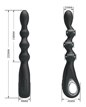 Pretty Love Pretty Love Federer Vibrating Beaded Anal Probe - Black - Image 5