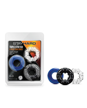 Stay Hard Blush Stay Hard Triple Stretch Cock Rings - Pack of 3 - Image 2