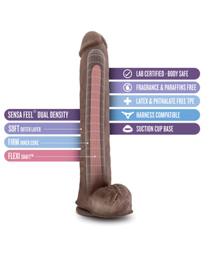 Au Naturel Blush Au Naturel Daddy 14" Sensa Feel Dual Density Dong w/Suction Cup - Chocolate - Image 5