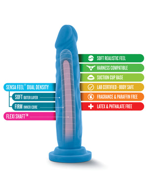 Neo Blush Neo Dual Density 7.5" Cock - Neon Blue - Image 4