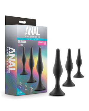 Anal Adventures Blush Anal Adventures Platinum Silicone Beginner Plug Kit - Black