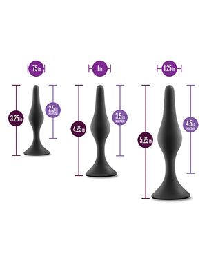 Anal Adventures Blush Anal Adventures Platinum Silicone Beginner Plug Kit - Black - Image 4