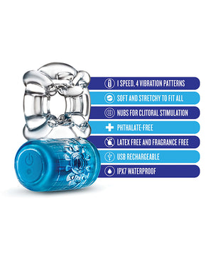 Play With Me Blush Play With Me Pleaser Rechargeable C Ring - Blue - Image 4