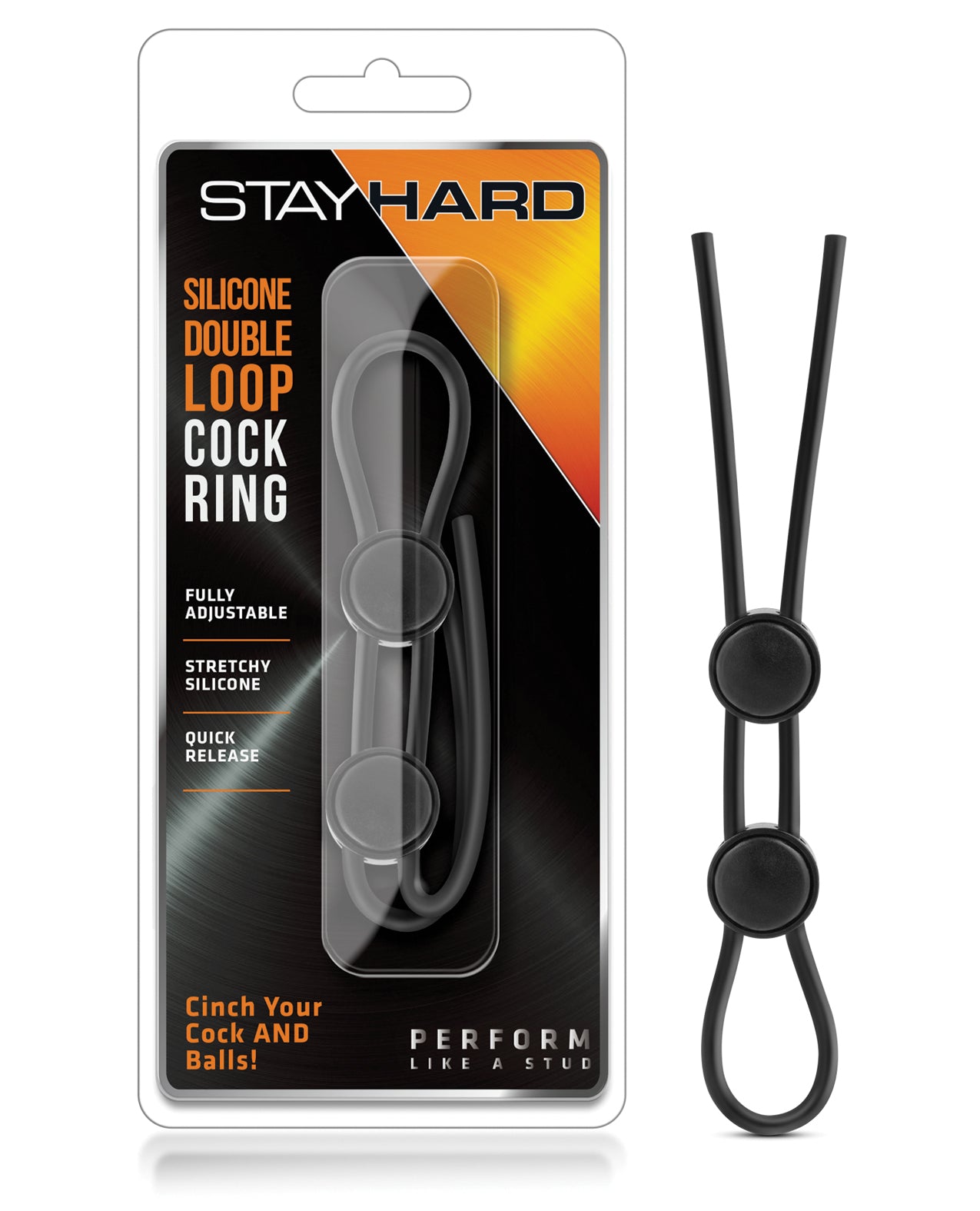 Stay Hard Blush Stay Hard Silicone Double Loop Cock Ring - Black
