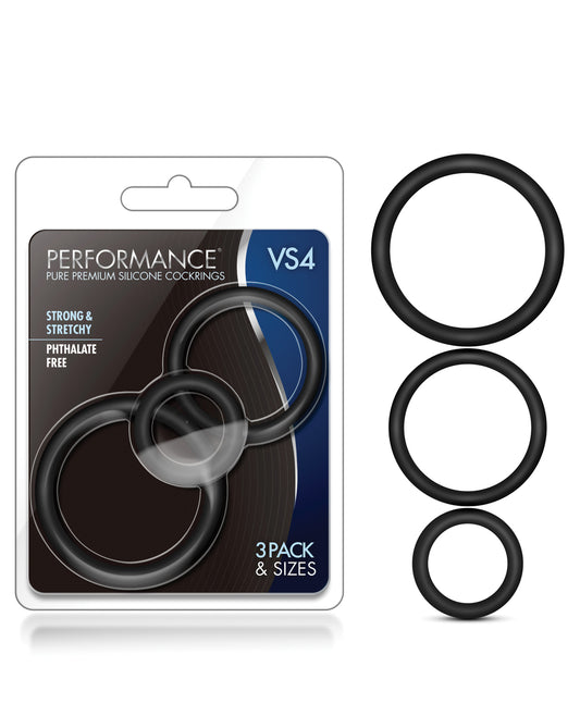 Performance Blush Performance VS4 Pure Premium Silicone Cockring Set - Black