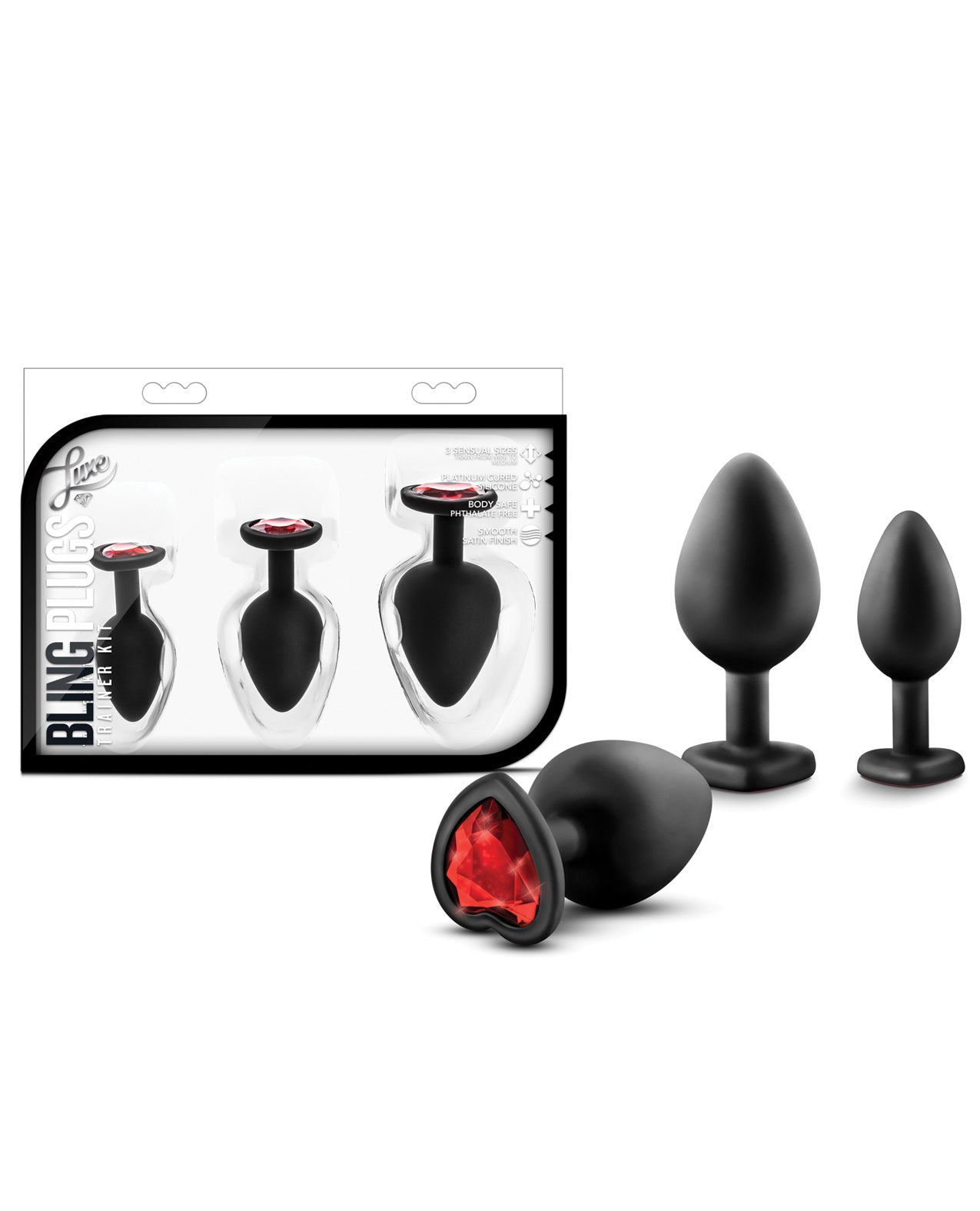 Luxe Blush Luxe Bling Plugs Training Kit - Black w/Red Gems