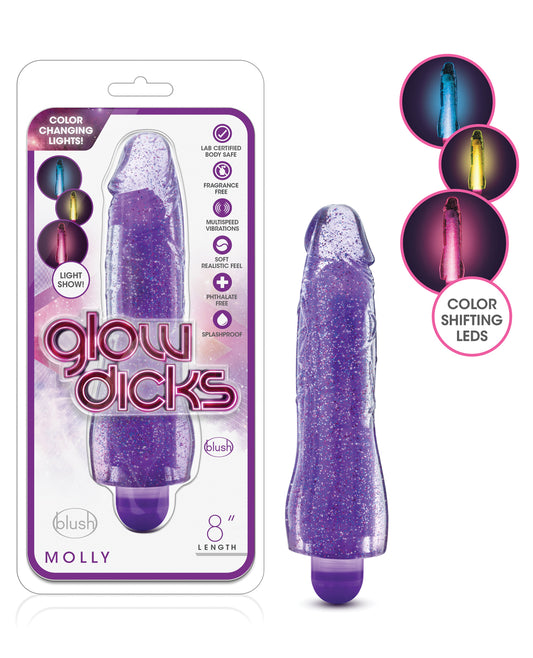 Glow Dicks Blush Glow Dicks Glitter Vibrator Molly - Purple - Image 2