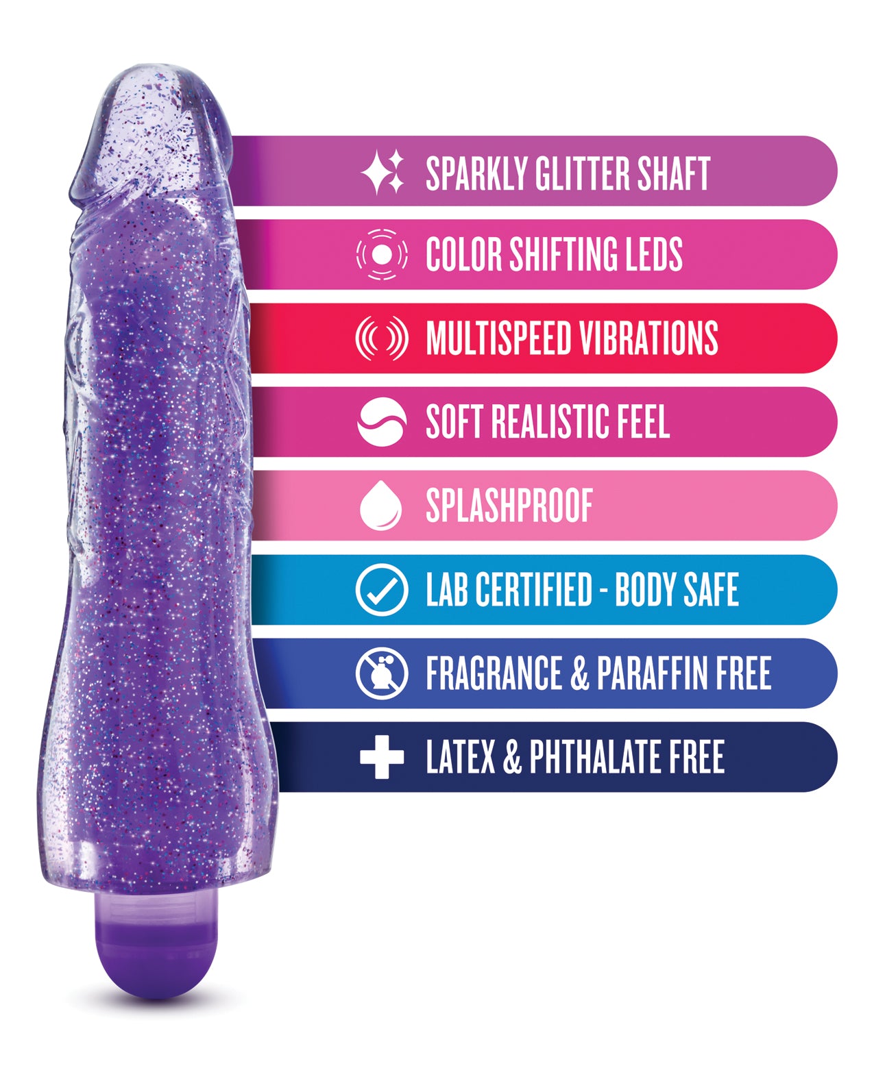 Glow Dicks Blush Glow Dicks Glitter Vibrator Molly - Purple