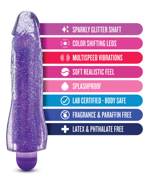 Glow Dicks Blush Glow Dicks Glitter Vibrator Molly - Purple