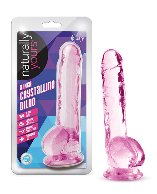 Naturally Yours Blush Naturally Yours 8" Crystalline Dildo - Rose - Image 2
