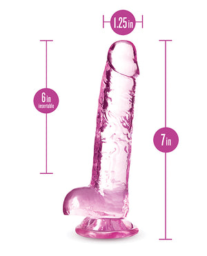 Naturally Yours Blush Naturally Yours 7" Crystalline Dildo - Rose - Image 4