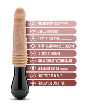 Dr. Skin Blush Dr. Skin Silicone Dr. Knight Thrusting Gyrating Vibrating Dildo - Beige - Image 5