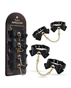 Temptasia Blush Temptasia Ardor Wrist &amp; Ankle Restraints w/Bow - Black