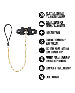 Temptasia Ardor Collar & Leash w/Bow - Black - Image 5
