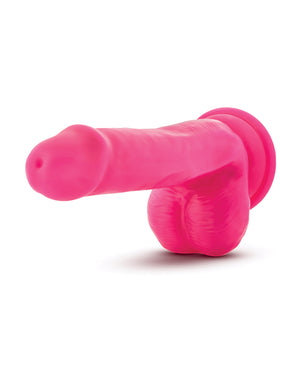 Neo Blush Neo 6" Dual Density Cock w/Balls - Neon Pink - Image 5