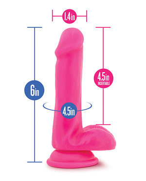 Neo Blush Neo 6" Dual Density Cock w/Balls - Neon Pink - Image 2