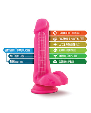 Neo Blush Neo 6" Dual Density Cock w/Balls - Neon Pink - Image 3