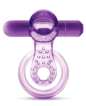Play With Me Blush Play With Me Lick it Vibrating Double Strap Cockring - Purple - Image 3