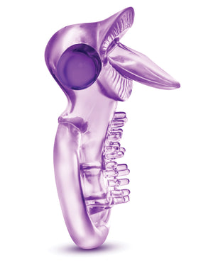 Play With Me Blush Play With Me Lick it Vibrating Double Strap Cockring - Purple - Image 4