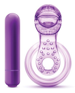 Play With Me Blush Play With Me Lick it Vibrating Double Strap Cockring - Purple