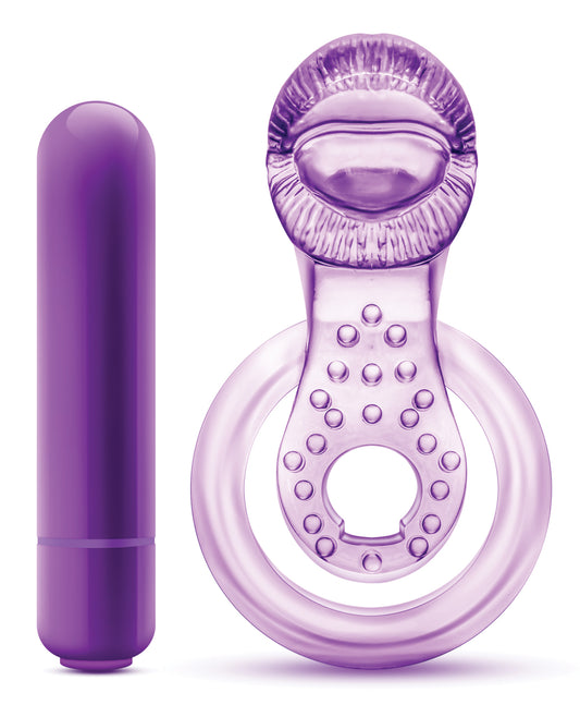 Play With Me Blush Play With Me Lick it Vibrating Double Strap Cockring - Purple