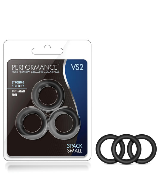 Performance Blush Performance VS2 Pure Premium Silicone Cockrings Small - Black - Image 2