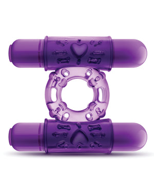 Play With Me Blush Play With Me Double Play Dual Vibrating Cockring - Purple - Image 2