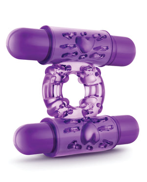 Play With Me Blush Play With Me Double Play Dual Vibrating Cockring - Purple - Image 3