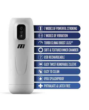 M for Men Blush M for Men Robo Bator Powered Vibrating Stroker - White - Image 4