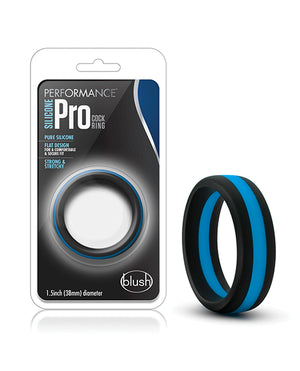 Performance Blush Performance Silicone Go Pro Cock Ring - Black/Blue - Image 2