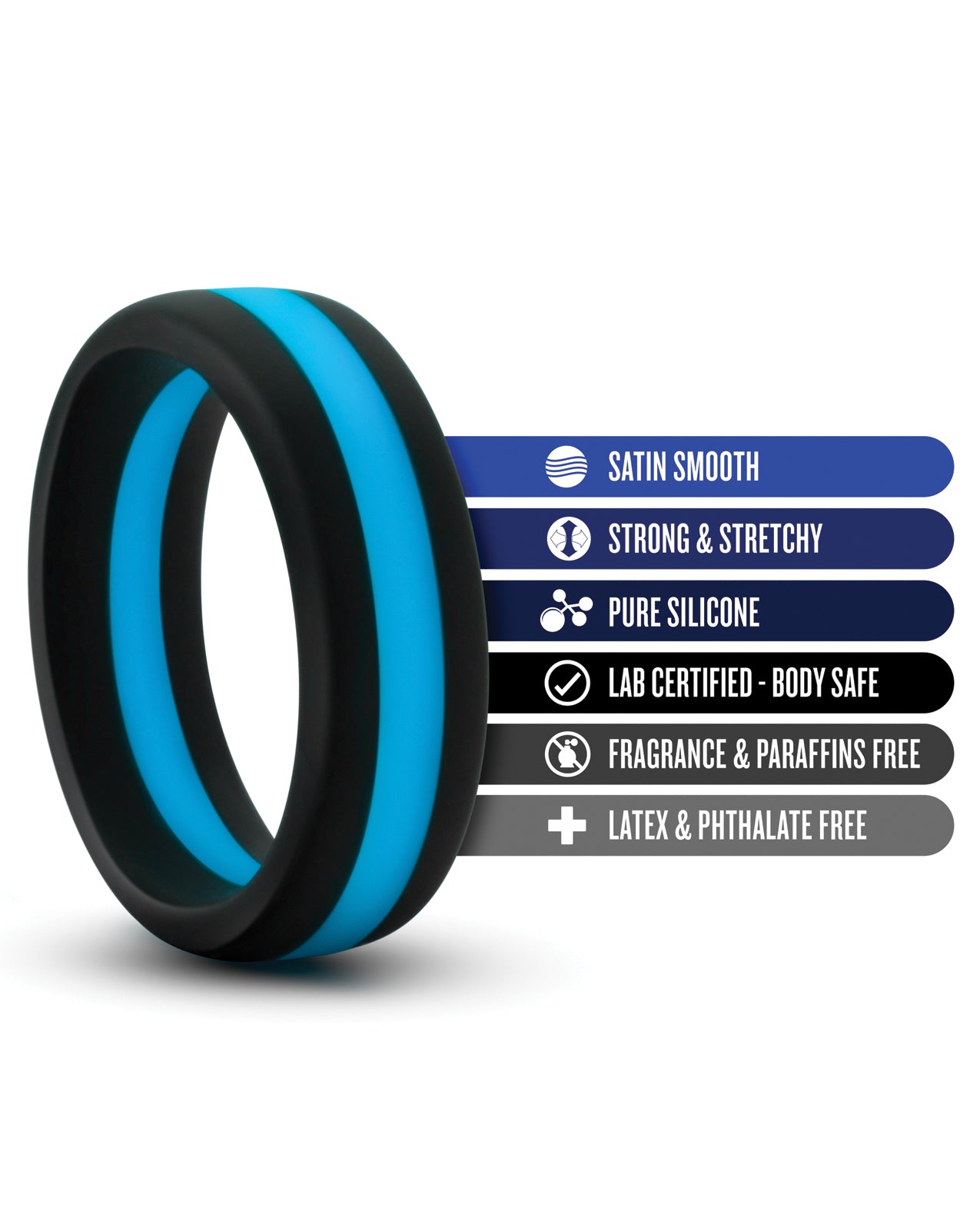 Performance Blush Performance Silicone Go Pro Cock Ring - Black/Blue