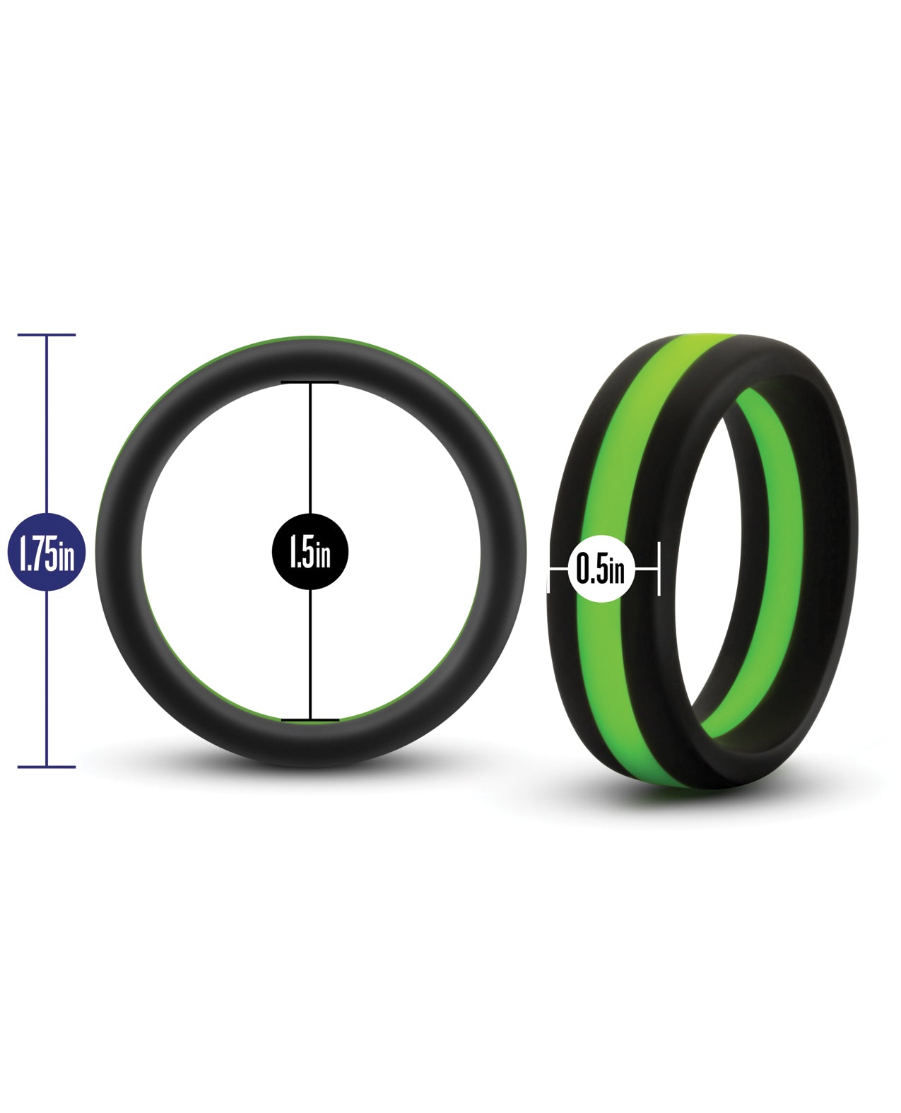 Performance Blush Performance Silicone Go Pro Cock Ring - Black/Green