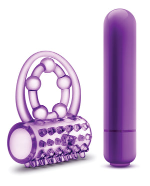 Play With Me Blush Play With Me the Player Vibrating Double Strap Cockring - Purple - Image 5