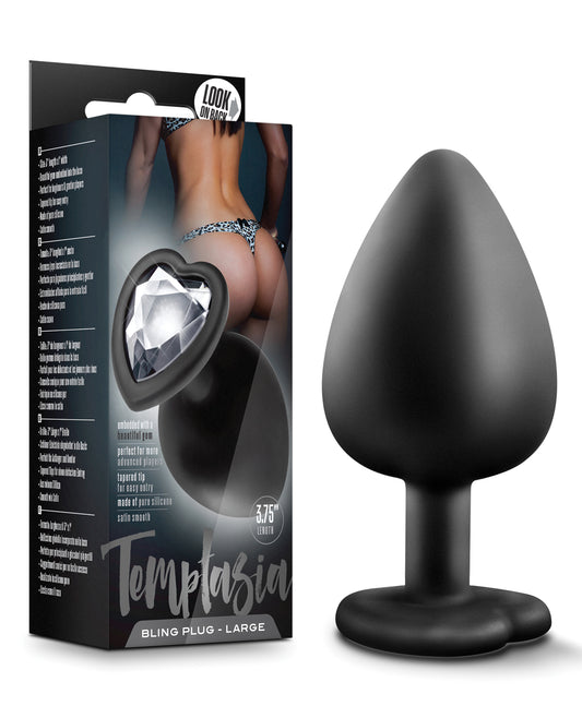Temptasia Blush Temptasia Bling Plug w/Gem Large - Black - Image 2