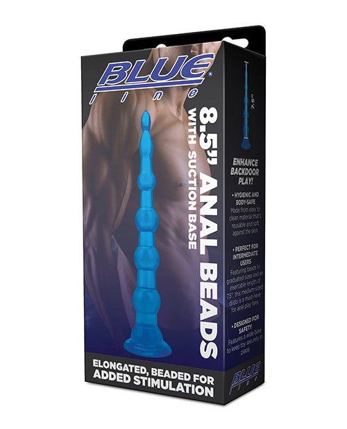 Blue Line Blue Line C &amp; B 8.5" Anal Beads w/Suction Base - Jelly Blue