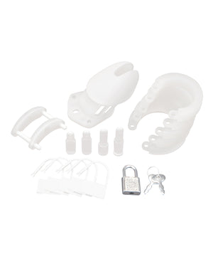 Blue Line Silicone Chastity Cage - White (4)